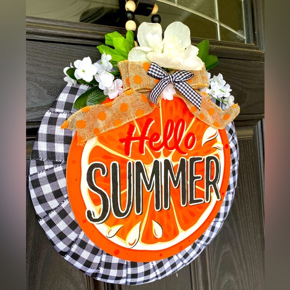 ☀️ HELLO SUMMER ☀️ HANDCRAFTED FRONT DOOR WREATH 🌟NEW🌟 - Picture 4 of 12